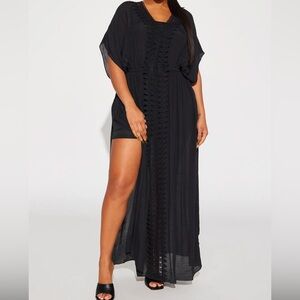 Fashion Nova Black Lined Skylar Kaftan Maxi Dress